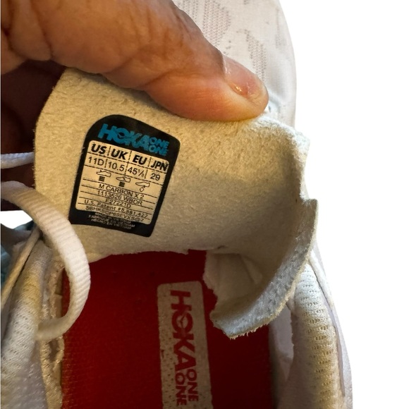 Hoka  one One Carbon x2 White Blazing Orange White and Coral Athletic Sneakers - Picture 11 of 13